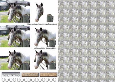 Horse Scene 3D Decoupage with Background