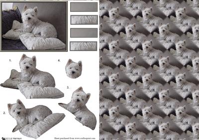Westie Relaxing 3D Decoupage with Background