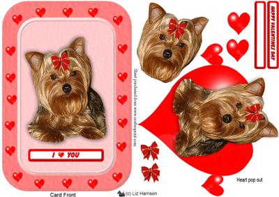 Yorkshire Terrier Pop Out Heart Card