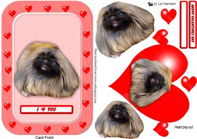 Pekingese Heart Pop Out Card