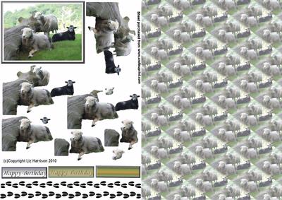 Sheep Scene 3D Decoupage with Background