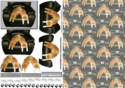 Lazy Cats 3D Decoupage with Background