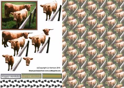 Highland Cow & Calf 3D Decoupage with Background