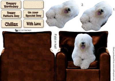 Old English Sheepdog Armchair 3D Decoupage