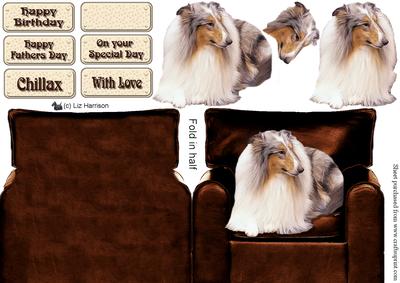 Rough Collie Armchair 3D Decoupage