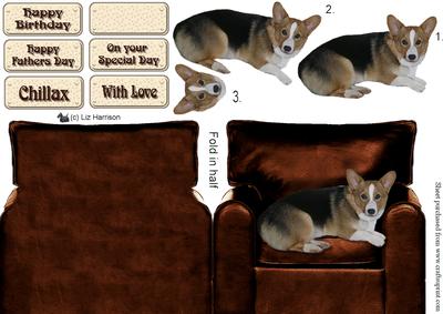 Pembroke Welsh Corgi Armchair 3D Decoupage