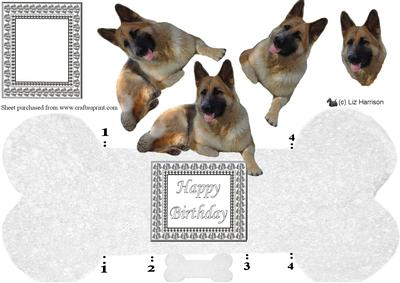 German Shepherd Bone Shaped Card