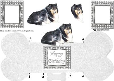 Shetland Sheepdog Bone Shaped Card