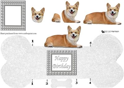 Pembroke Welsh Corgi Bone Shaped Card