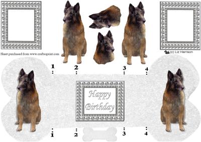 Belgian Shepherd Dog Tervueren Bone Shaped Card