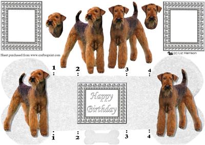 Airedale Terrier Bone Shaped Card