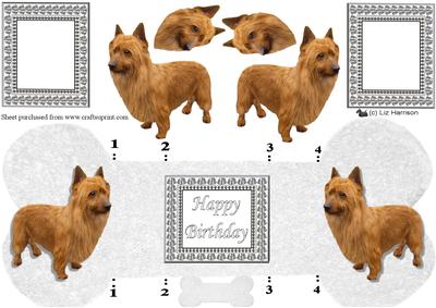 Australian Terrier Bone Shaped Card