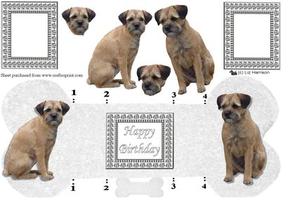 Border Terrier Bone Shaped Card