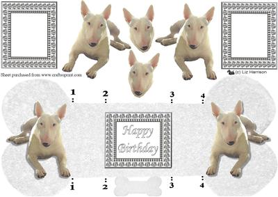Bull Terrier Bone Shaped Card