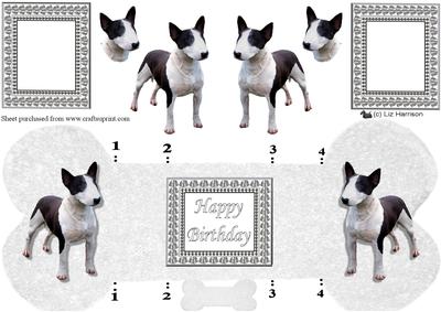 Bull Terrier (miniature) Bone Shaped Card