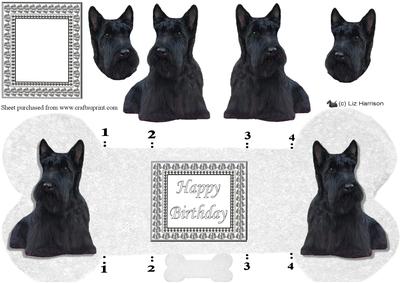 Scottish Terrier Bone Shaped Card