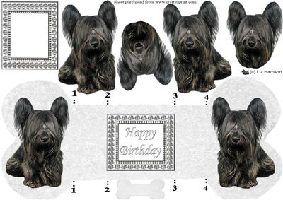 Skye Terrier Bone Shaped Card