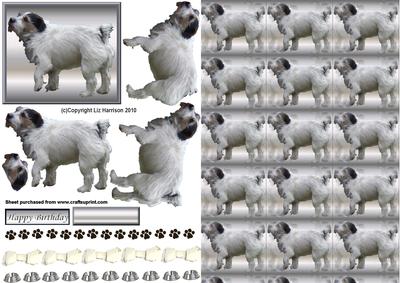Jack Russell Standing 3D Decoupage with Background
