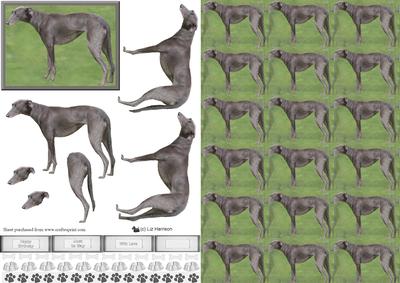 Greyhound Standing 3D Decoupage with Background