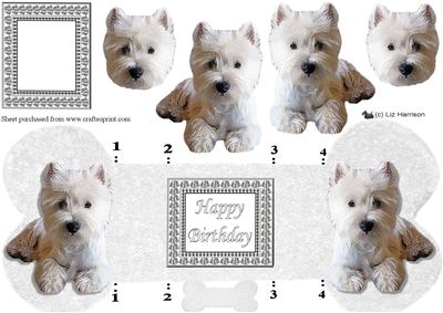 Westie Bone Shaped Card
