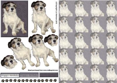 Jack Russell Sitting 3D Decoupage with Background