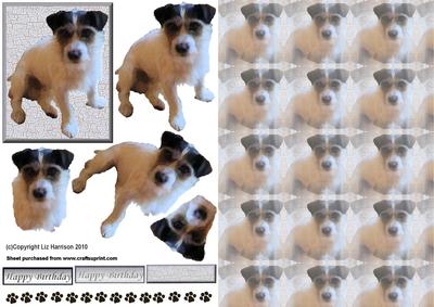 Jack Russell 2 3D Decoupage with Background