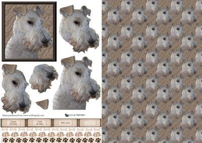 Fox Terrier Portrait 3D Decoupage with Background