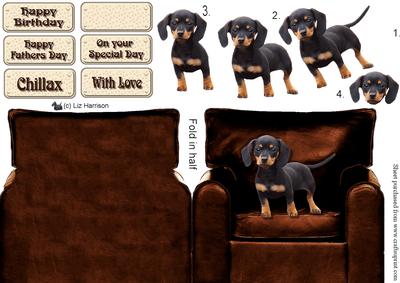 Dachshund Puppy Armchair 3D Decoupage