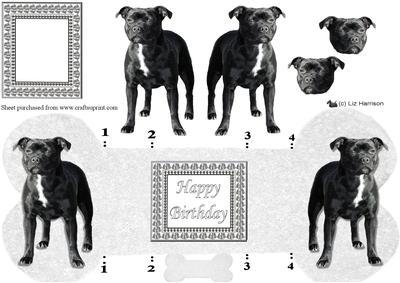 Staffordshire Bull Terrier Bone Shaped Card