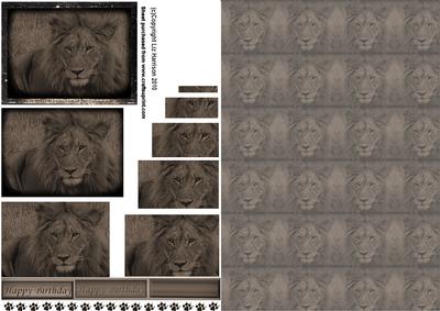 Lion Portrait Vintage Style Pyramid with Background