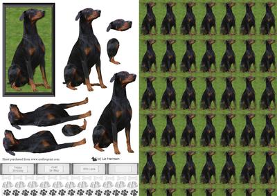 Doberman Pinscher 3D Decoupage with Background