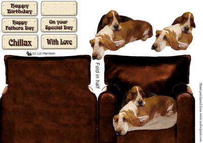 Basset Hound Pair in an Arm Chair