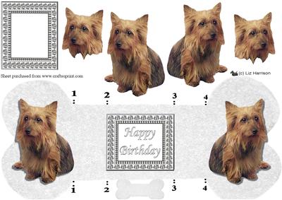 Australian Terrier Bone Shaped Card