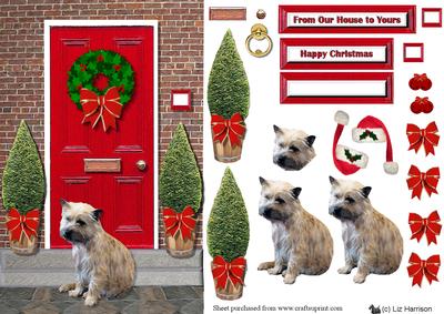 Cairn Terrier Christmas Door Scene