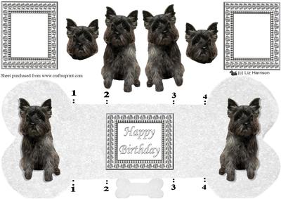 Cairn Terrier,dark,bone Shaped Card
