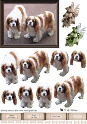 Cavalier King Charles Spaniels 3D Decoupage
