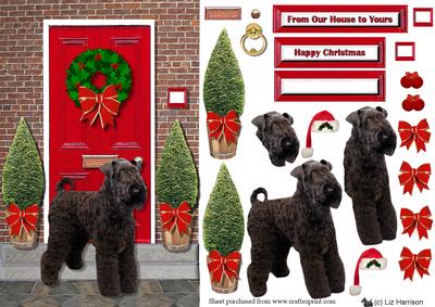 Kerry Blue Terrier Christmas Door Step