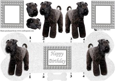 Kerry Blue Terrier Bone Shaped Card