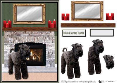 Kerry Blue Terrier Fire Place Scene