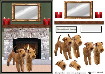 Lakeland Terrier Fire Place Scene