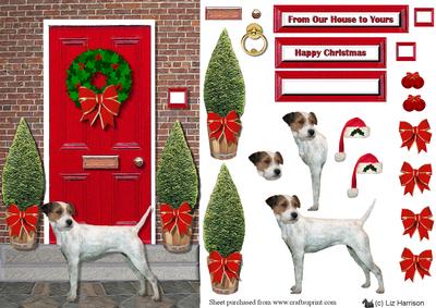 Parson Russell Terrier Christmas Door Scene