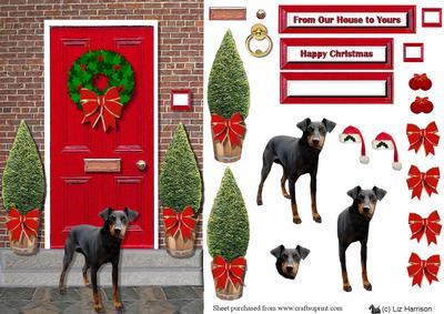 Manchester Terrier Christmas Door Scene