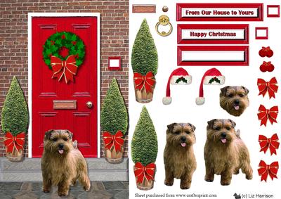 Norfolk Terrier Christmas Door Scene
