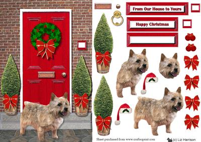 Norwich Terrier Christmas Door Scene