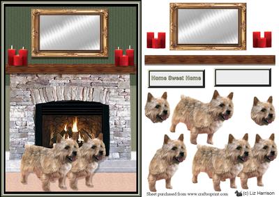 Norwich Terriers Fire Place Scene