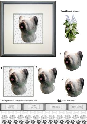 Skye Terrier Portrait 3D Decoupage