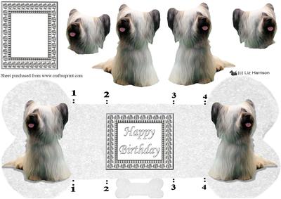 Skye Terrier Bone Shaped Card