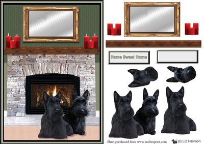 Scottish Terriers Fire Place Scene