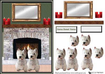 Westie Duo Fire Place Scene