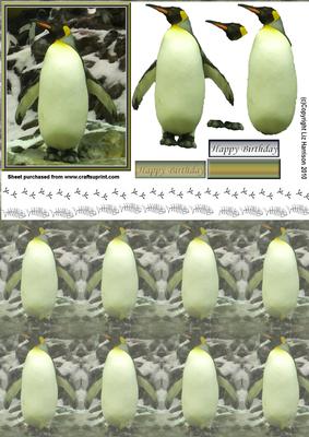 Penguin 3D Decoupage with Background